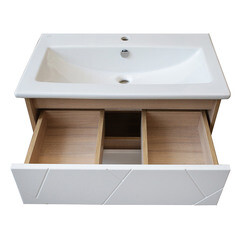 Тумба под раковину АСБ-Мебель Диана 75 см подвесная белая/дуб янтарный (12025) - фото 5