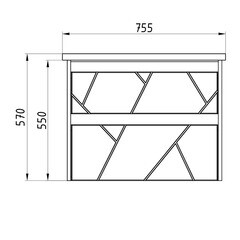 Тумба под раковину АСБ-Мебель Диана 75 см подвесная белая/дуб янтарный (12025) - фото 3