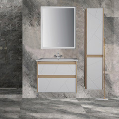 Пенал АСБ-Мебель Диана 35 см подвесной белый/дуб янтарный - фото 4