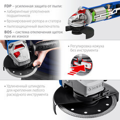 Шлифмашина угловая электрическая Зубр УШМ-П125-1500 ЭПСТ 1500 Вт d125 мм - фото 5
