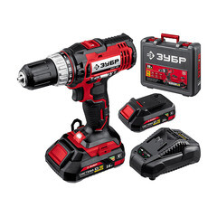 Изображение товара Дрель-шуруповерт аккумуляторная Зубр ДШЛ-185-22 18 В 2 Ач Li-Ion 2 АКБ и ЗУ