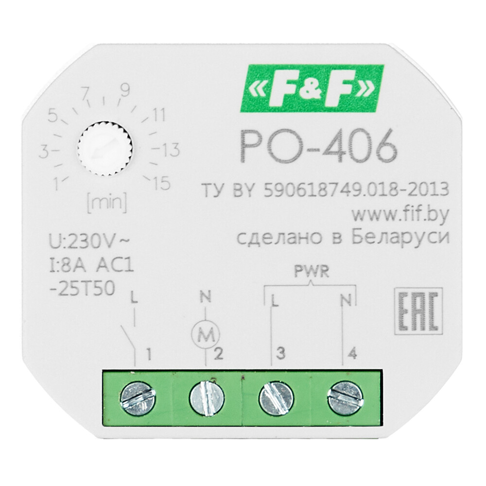 Изображение товара Реле времени Евроавтоматика PO-406 220 В 8 А AC 1P+N
