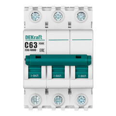 Изображение товара Автоматический выключатель модульный Dekraft ВА-101 3P 63А тип C 4,5 кА 400 В (11084DEK)