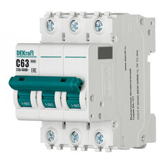 Автоматический выключатель модульный Dekraft ВА-101 3P 63А тип C 4,5 кА 400 В (11084DEK) - фото 3