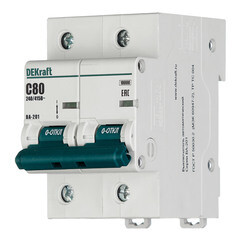Автоматический выключатель модульный Dekraft ВА-201 2P 80А тип C 10 кА 220 В (13005DEK) - фото 3