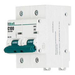 Автоматический выключатель модульный Dekraft ВА-201 2P 100А тип C 10 кА 220 В (13006DEK) - фото 3