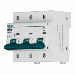 Автоматический выключатель модульный Dekraft ВА-201 3P 80А тип C 10 кА 400 В (13008DEK) - фото 2