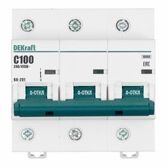 Изображение товара Автоматический выключатель модульный Dekraft ВА-201 3P 100А тип C 10 кА 400 В (13009DEK)