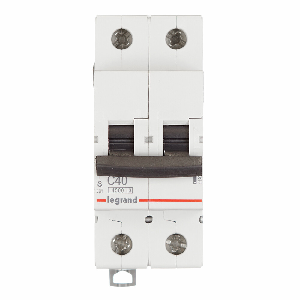 Изображение товара Автоматический выключатель Legrand RX3 2P 40А тип C 4,5 кА для сухих помещений