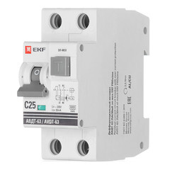 Автомат дифференциальный EKF PROxima АВДТ-63 25А 1P+N тип AC 30 мА 6 кА (DA63-25-30-AC) - фото 2