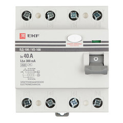 Изображение товара УЗО EKF PROxima ВД-100 40А 3P+N тип AC 300 мА 4,5 кА (elcb-4-40-300-em-pro)