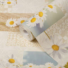 Изображение товара Обои вспененный винил на бумажной основе Sonet Ромашки 901302 (0,53х10 м)