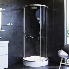 Душевой уголок AM.PM Like хром 95х95х190 см полукруг стекло прозрачное 5 мм (W83G-333-095CT) - фото 2