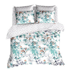 Комплект постельного белья 1,5-спальный бязь Melissa Ista мятно-серый с простыней 150х215 см - фото 1