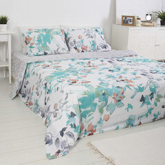 Комплект постельного белья 2-спальный бязь Melissa Ista мятно-серый с простыней 180х215 см - фото 3