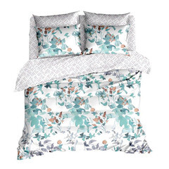 Изображение товара Комплект постельного белья Евро бязь Melissa Ista мятно-серый с простыней 200х215 см