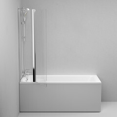 Шторка на ванну распашная 80х140х0,6 см профиль хром AM.PM Gem (W90BS-D3W5-140CT) - фото 2