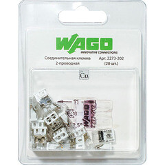 Изображение товара Клемма на 2 провода Wago 2273-202 0,5-2,5 кв. мм самозажимная без пасты (20 шт.)