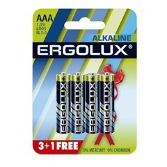 Батарейка Ergolux LR03 Alkaline BL 3+1FREE 1.5В 12865
