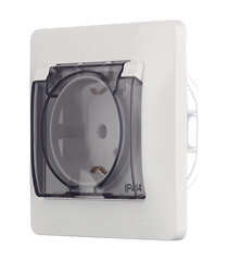 Розетка Systeme Electric Glossa встраиваемая белая со шторками с крышкой (GSL000148) - фото 2