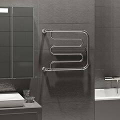 Полотенцесушитель водяной MyFrea ПМ-1 500х500 мм фокстрот с боковым подключением 500 мм с полкой хром - фото 3