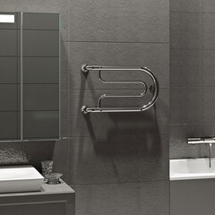 Полотенцесушитель водяной MyFrea ПЛ 320х600 мм фокстрот с боковым подключением 320 мм с полкой хром - фото 4