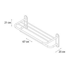 Полка для полотенец Fixsen Hotel 665х250 мм с дополнительной штангой на шуруп алюминий хром (FX-31015) - фото 4