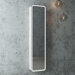 Пенал с зеркалом Continent Lorenzo 40 см подвесной правый белый - фото 6