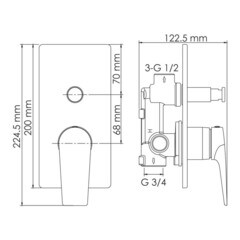 Смеситель для душа встраиваемый WasserKraft Wiese однорычажный графит (8461) - фото 2