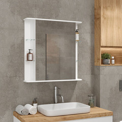 Зеркальный шкаф Continent Мондегу 80х80х15 см белый - фото 4