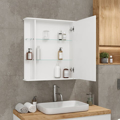 Зеркальный шкаф Continent Мондегу 80х80х15 см белый - фото 5