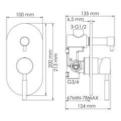Смеситель для душа встраиваемый WasserKraft Main однорычажный хром (4141) - фото 3