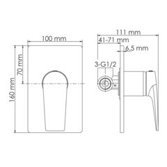 Смеситель для душа встраиваемый WasserKraft Wiese однорычажный графит (8451) - фото 4