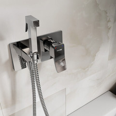 Смеситель с гигиеническим душем встраиваемый WasserKraft Aller со скрытой частью в комплекте хром (10638) - фото 3