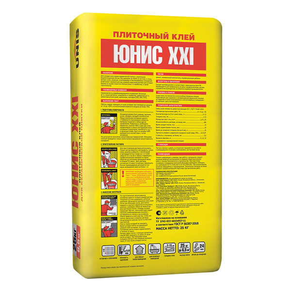 Клей для плитки и камня Unis XXI класс С0 Т 25 кг — купить в Москве ...