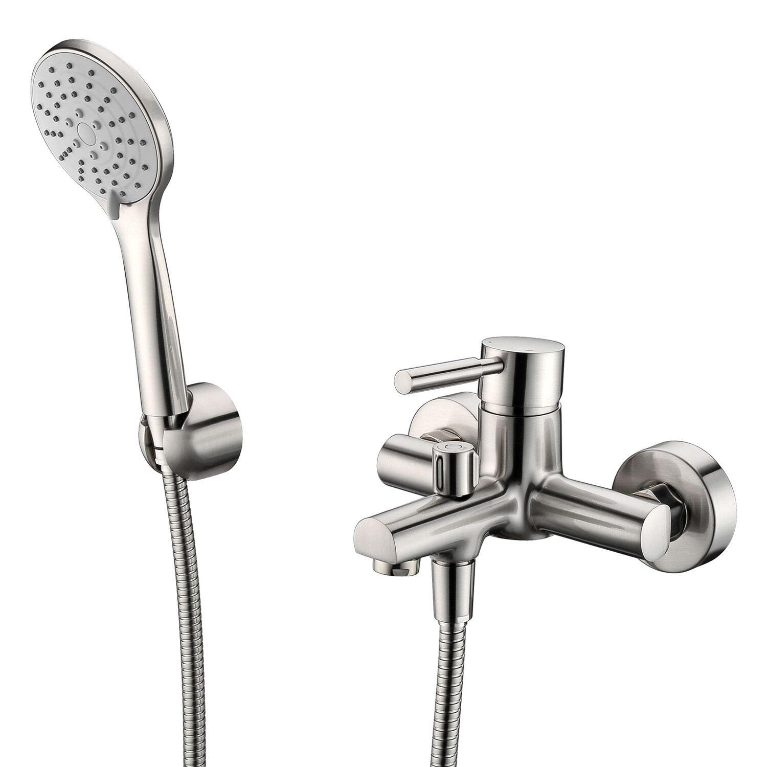 Смеситель для ванны WasserKraft Wern никель однорычажный с коротким изливом с лейкой (4201)