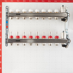 Коллекторная группа с расходомерами Tiemme 1 ВР(г) х 8 выходов 3/4 НР(ш) ЕК х 1 ВР(г) - фото 2