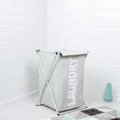 Корзина для белья Fixsen Laundry 380х570х370 мм 80 л складная серая (FX-1023) - фото 4