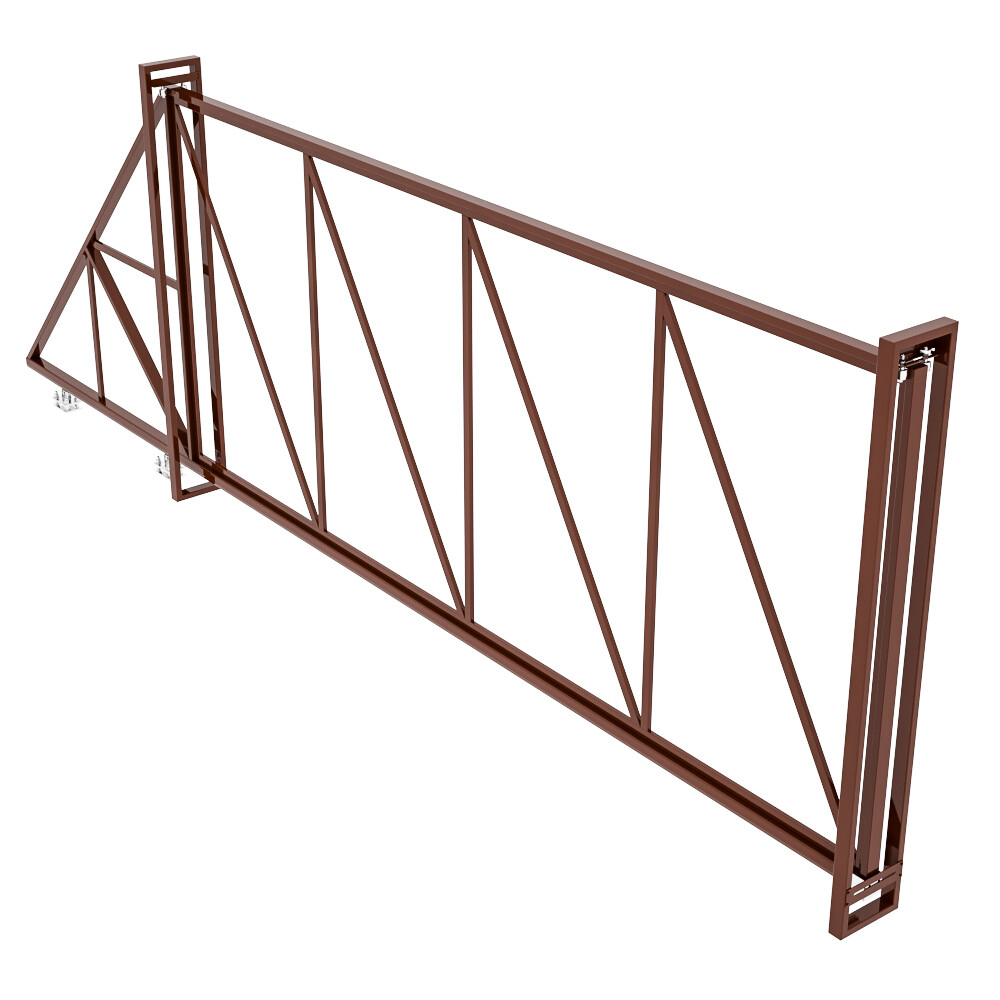 Ворота откатные каркас с комплектом под автоматику Премиум 6х2 м коричневые RAL 8017 правые