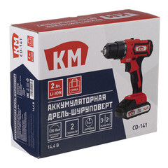 Дрель-шуруповерт аккумуляторная КМ 14,4 В 2 Ач Li-Ion 1 АКБ и ЗУ (CD-141) - фото 3
