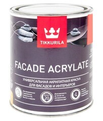 Краска водно-дисперсионная фасадная Tikkurila Facade Acrylate бесцветная основа C глубокоматовая 0,9 л