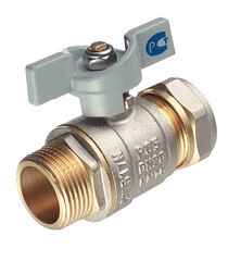 Изображение товара Кран шаровой латунный 20 обж(ц) х 3/4 НР(ш) для металлопластиковых труб бабочка прямой