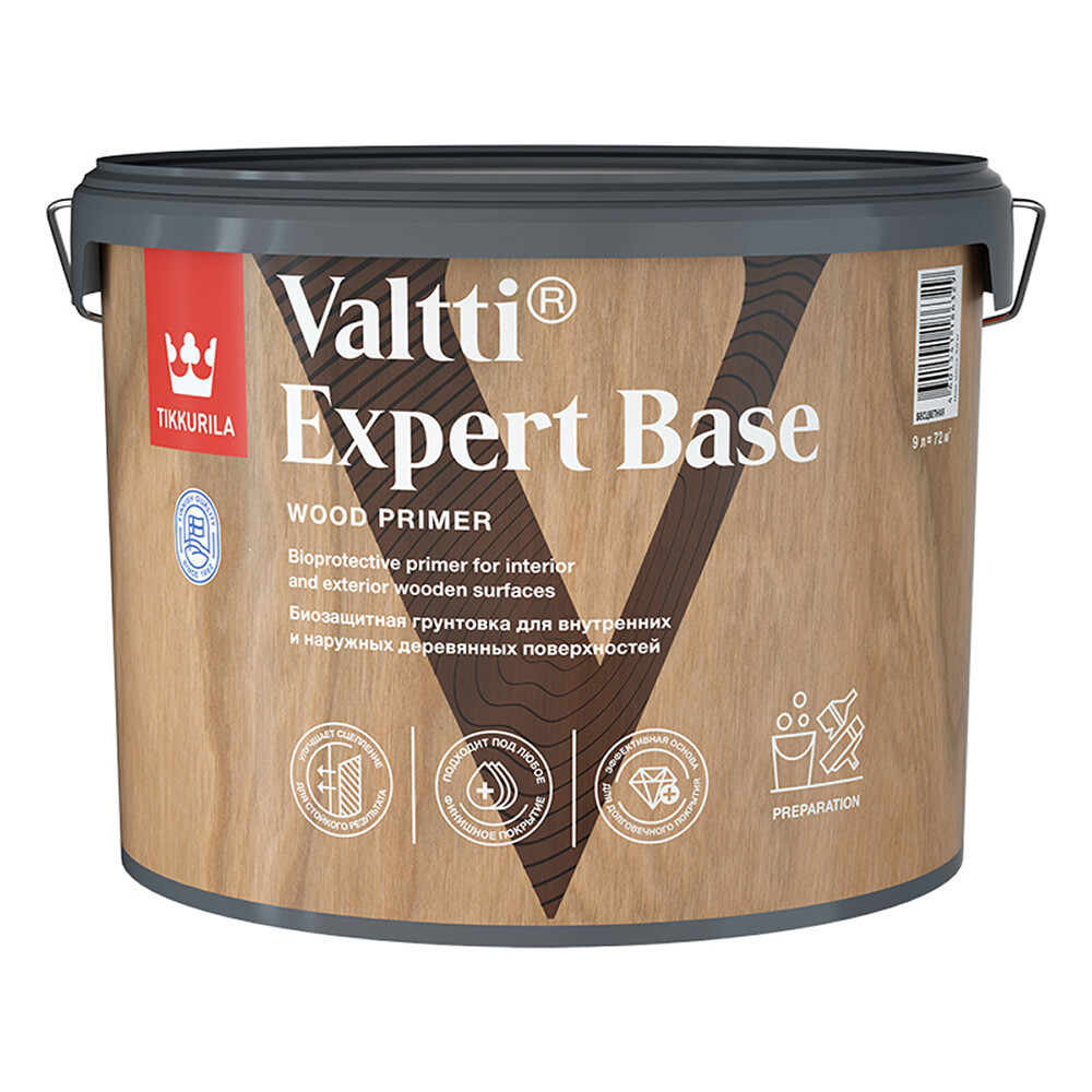 Изображение товара Антисептик Tikkurila/Tikkivala Valtti Expert Base 9 л грунтовка для дерева бесцветный