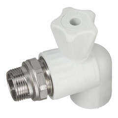 Кран шаровой полипропиленовый Valfex 25 мм х 3/4 НР(ш) с американкой угловой (10148025П) - фото 1