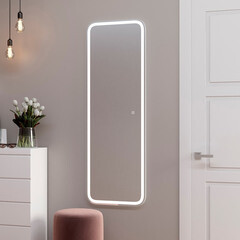 Изображение товара Зеркало настенное с подсветкой Goncalo 455х1350 мм гримерное белое