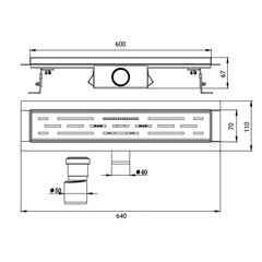 Лоток душевой Ore с комбинированным затвором 600 мм d40 мм решетка из нержавеющей стали (Drain H1) - фото 2
