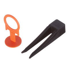 Изображение товара Система выравнивания плитки Hesler 1,4 мм комплект (зажим кольцо, клин) (40+40 шт.)