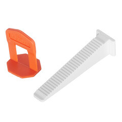 Изображение товара Система выравнивания плитки Hesler 1 мм комплект (зажим ворота, клин) (40+40 шт.)