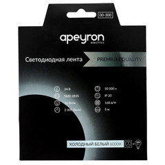 Лента светодиодная SMD 2835 RAY PRO 6000К 24 В 18 Вт/м 5 м IP20 Apeyron (000300) - фото 1