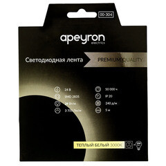 Лента светодиодная SMD 2835 Apeyron RAY PRO (000304) 3000К 38 Вт 24 В IP20 5 м - фото 1